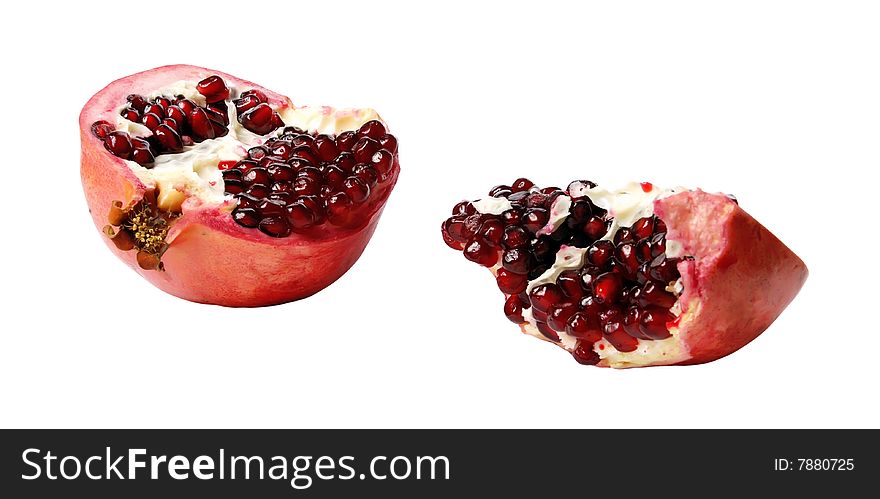 A beautiful picture of ripe pomegranate isolated on a white background