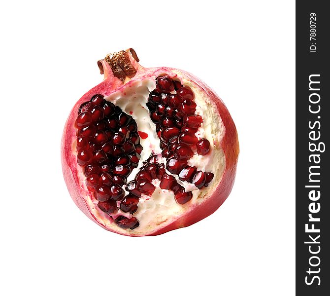 A beautiful picture of ripe pomegranate isolated on a white background