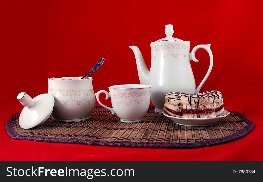 Beautiful still life cup of tea and some delicious pastries