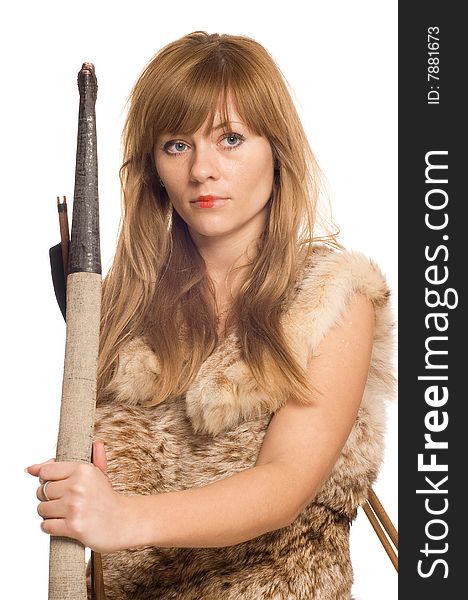 Portrait of the courageous woman with weapon. Portrait of the courageous woman with weapon