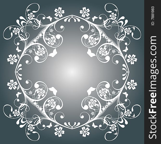 Ornament circle with butterflies (vector)