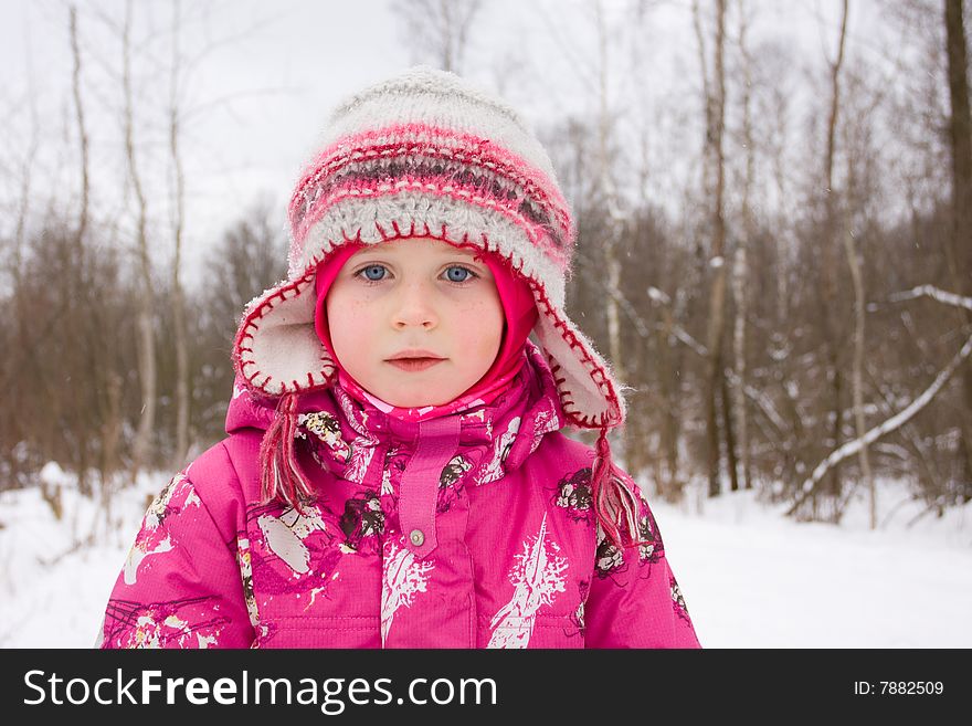 Portrait of 5 years old girl in winter forest. Portrait of 5 years old girl in winter forest