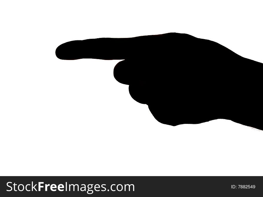 Silhouette hand gesture on white background