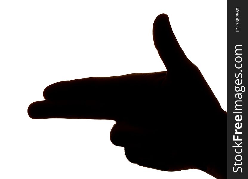 Silhouette hand gesture on white background