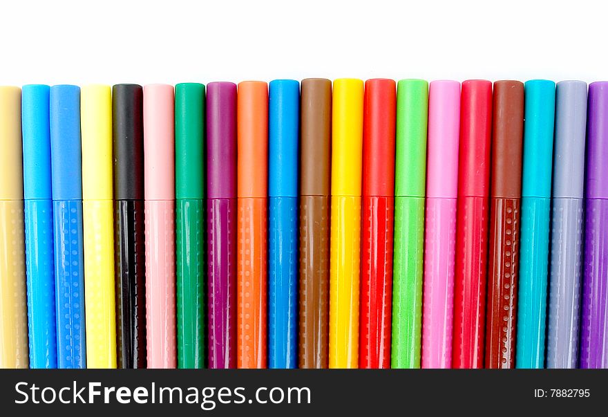 Bookmark lines with red, green, blue, black and orange colors on white background