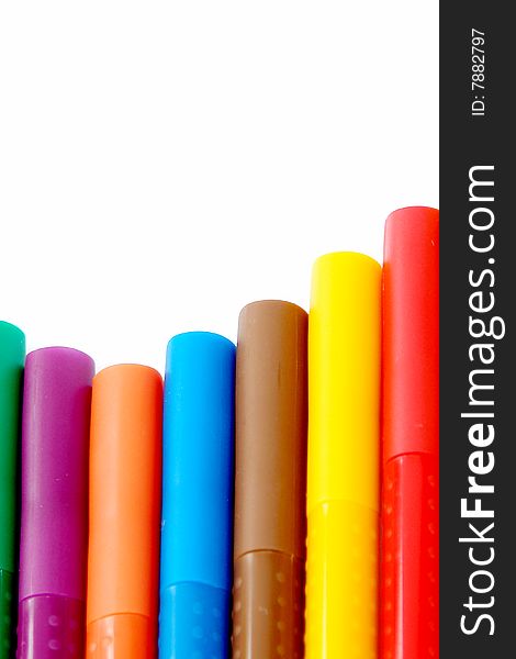 Bookmark lines with red, green, blue, black and orange colors on white background