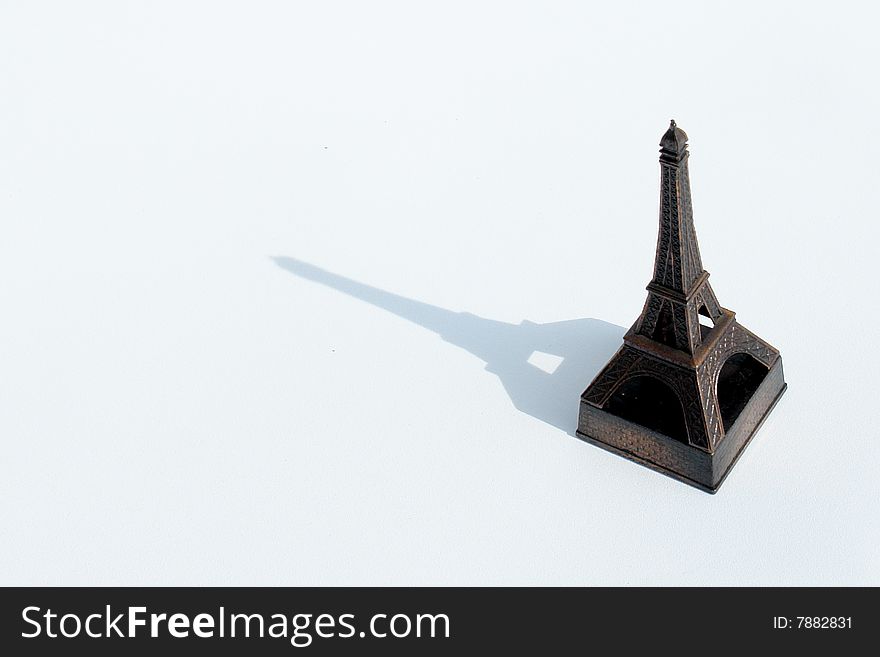 Eiffel tower on white background with shadow