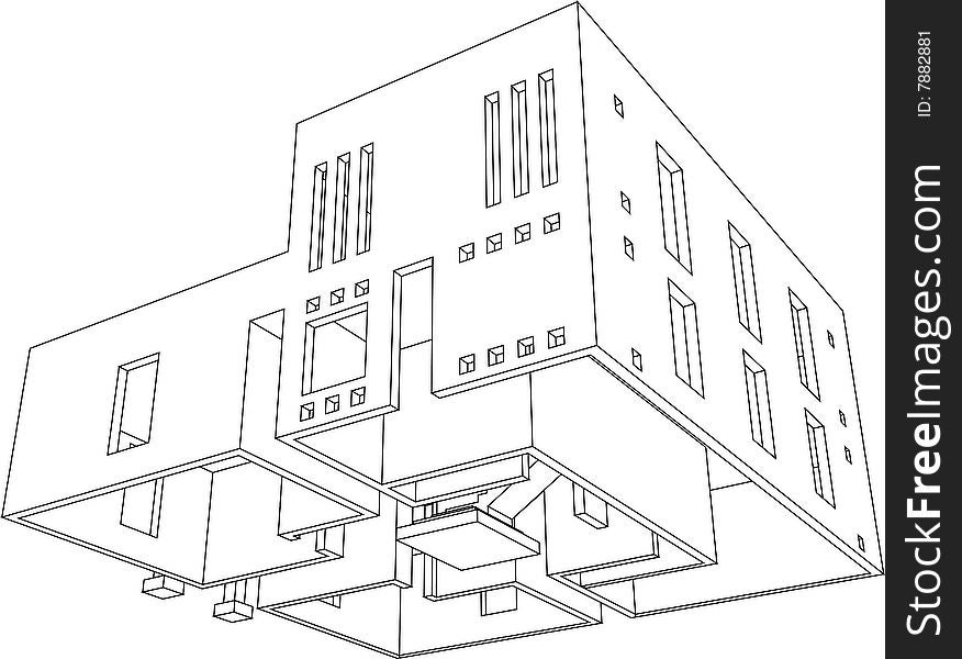 Perspective view of the building. House for one family. Perspective view of the building. House for one family.