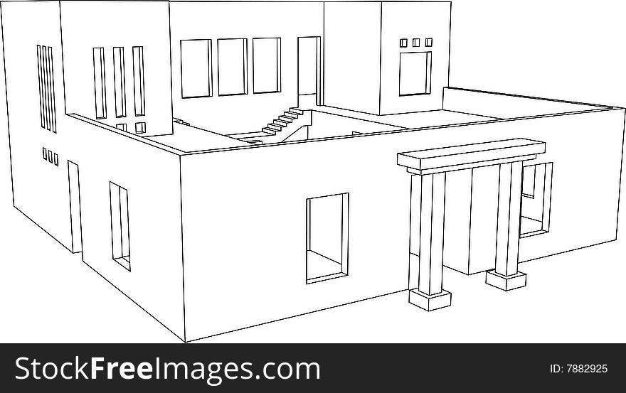 Perspective view of the building. House for one family. Perspective view of the building. House for one family.