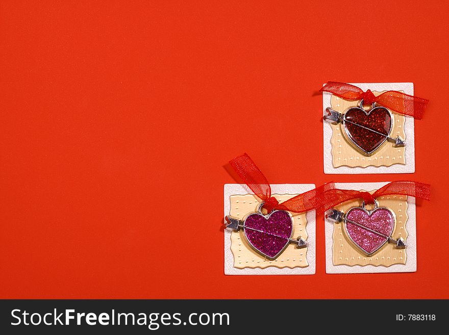 Accessories for st valentine's card, three hearts