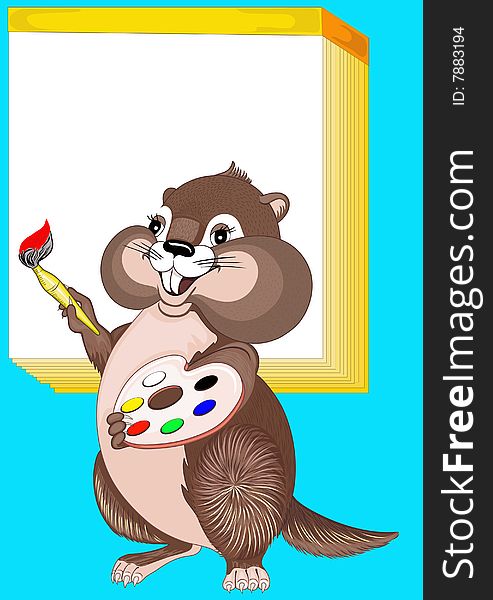 The marmot draws a brush in a calendar