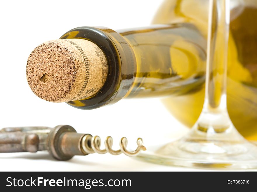 Bottle of wine with corkscrew