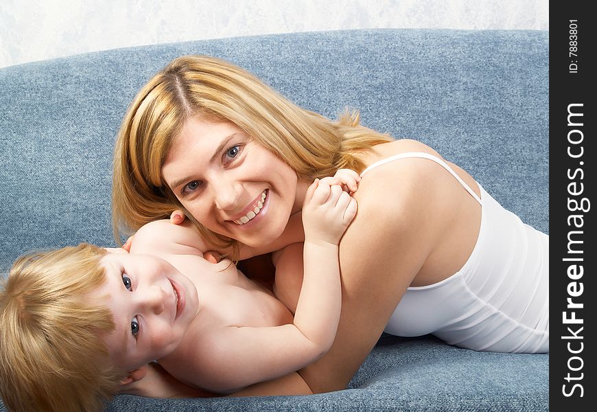 The little boy with mum of the house. The little boy with mum of the house