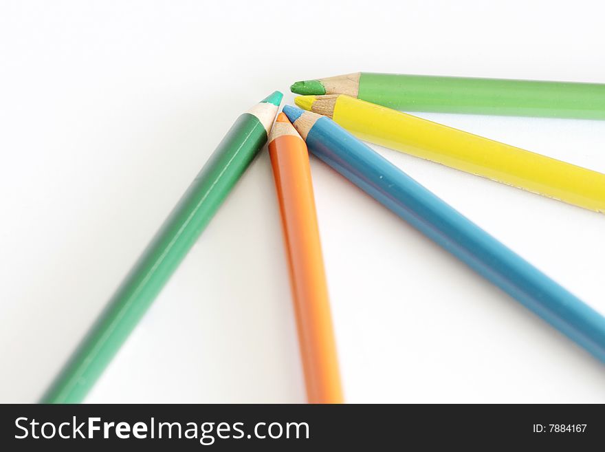 Color pencils in line background