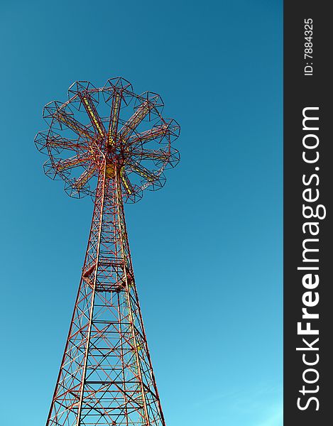 Forgotten Parachute tower near the amusement park on Brighton