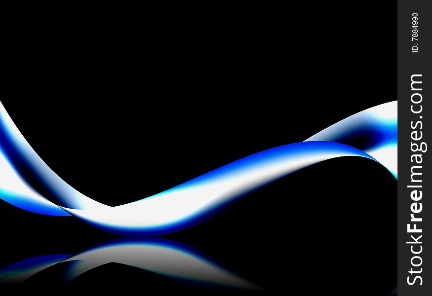Blue and white wave on black background. Blue and white wave on black background