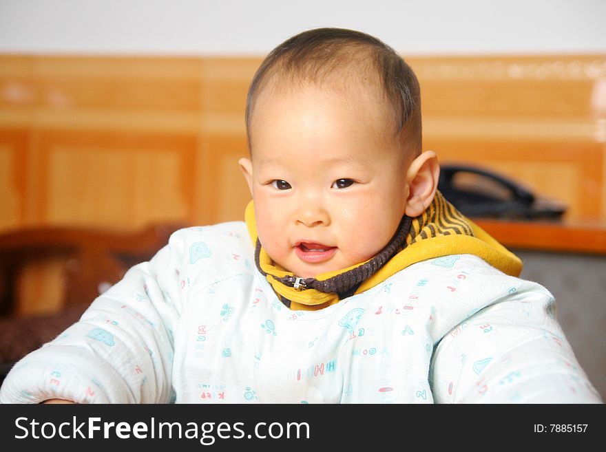 Chinese baby look at camera