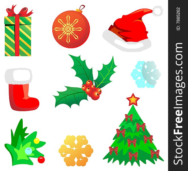 Christmas set to vector illustration. Christmas set to vector illustration