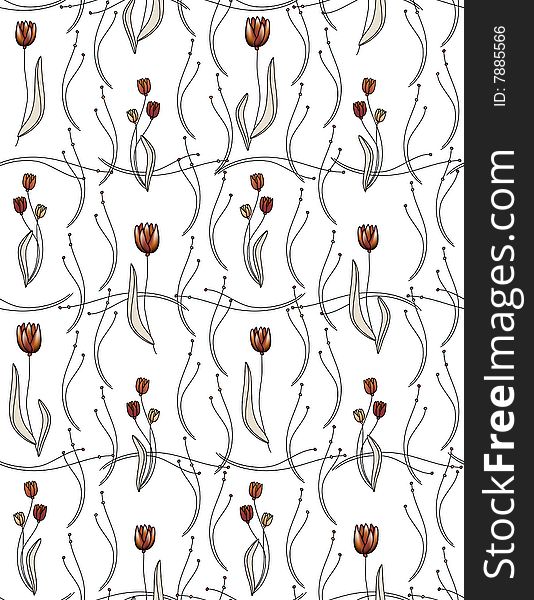 Vector seamless pattern with tulips. Vector seamless pattern with tulips
