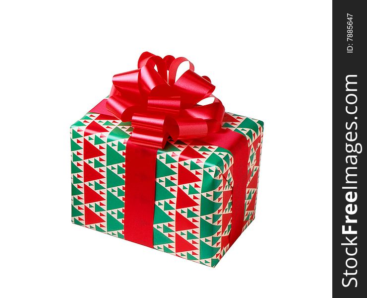 Gift box close up, isolated over white