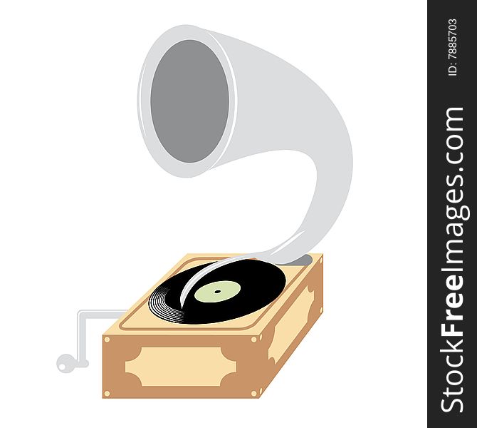 Isolated illustration of old gramophone