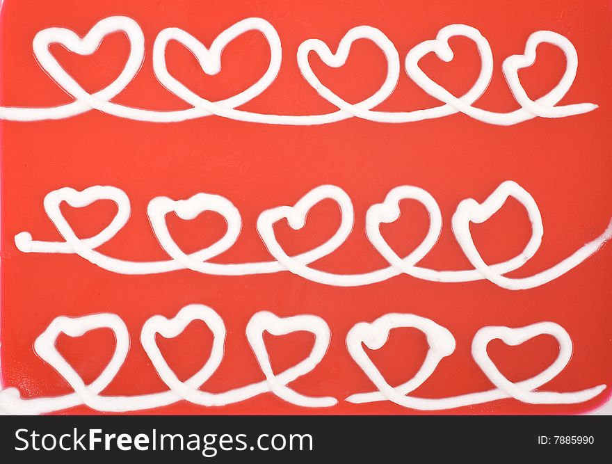White Hearts On Red Background