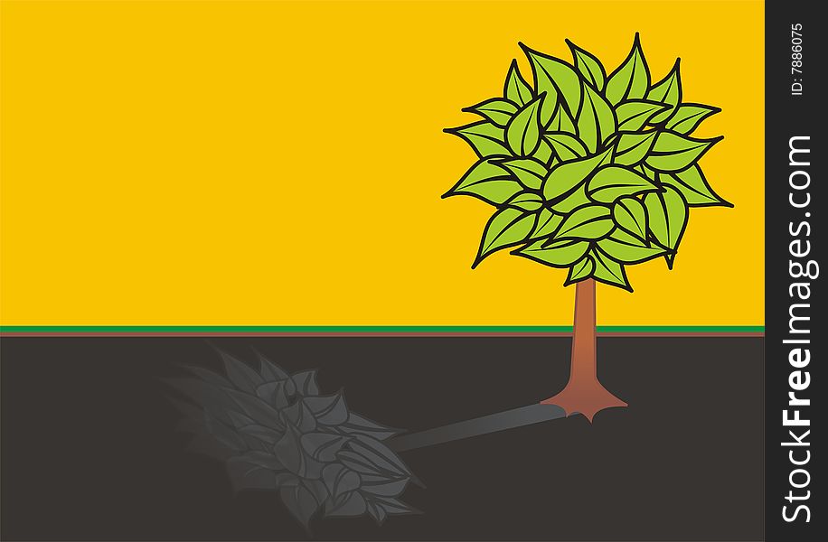 Illustration of tree with colored background. Illustration of tree with colored background.