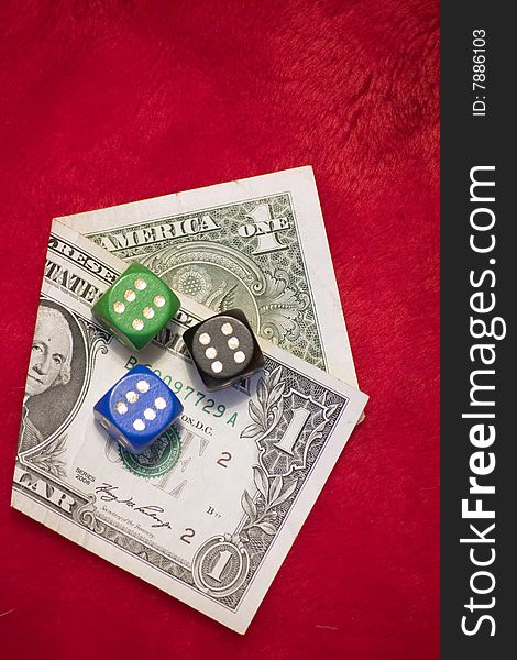 Money and playing dice for gambling