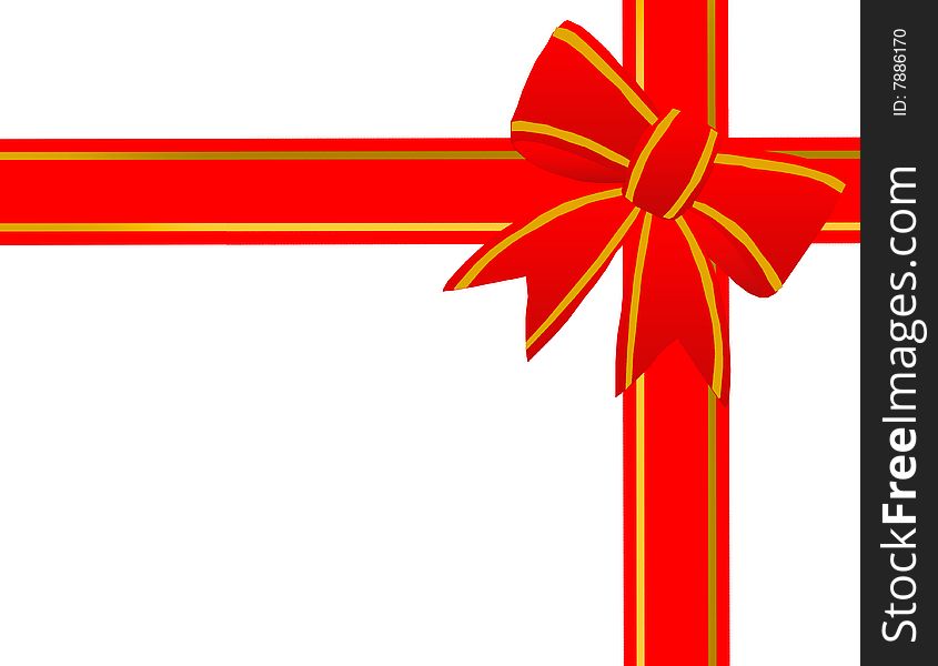 A red ribbon on white background