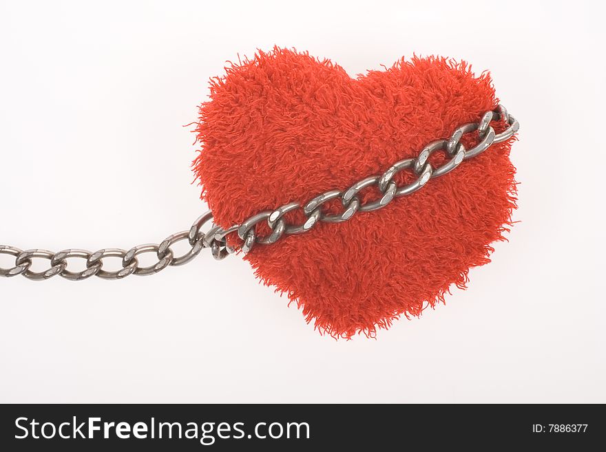 Red Fluffy Heart In Chain