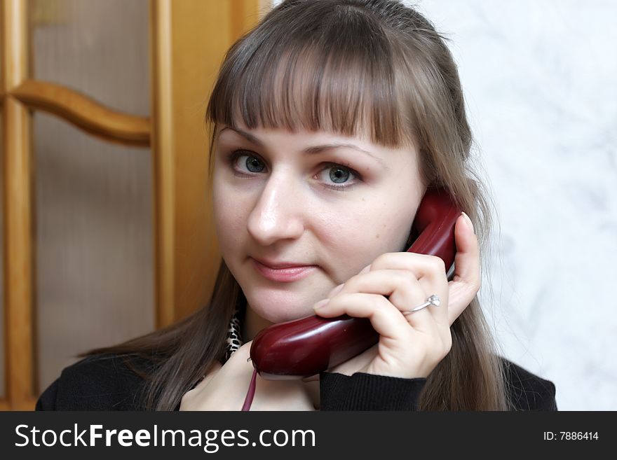 Portrait Girl With Telephone