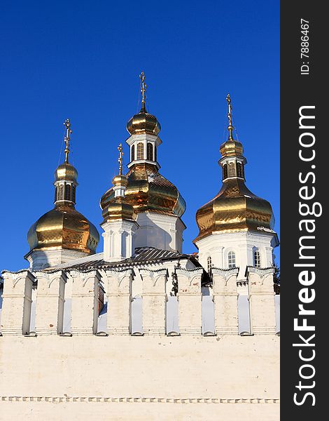 The white orthodox monastery in Tyumen, Russia. The white orthodox monastery in Tyumen, Russia