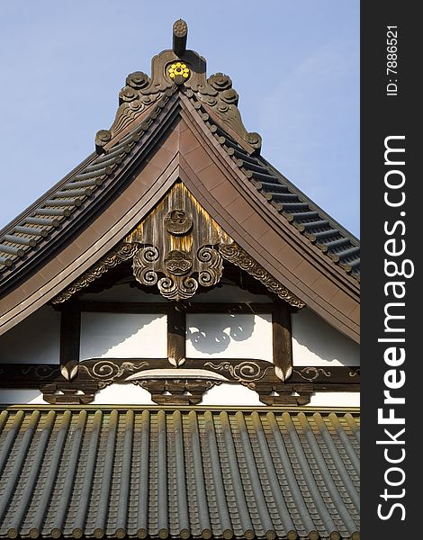 Details of a Japanese Buddhist temple roof