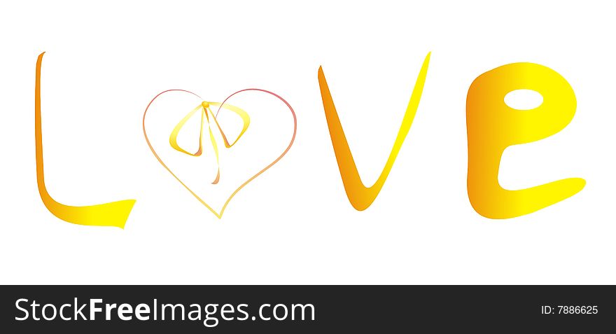 Illustration with the image of a word Love and heart. Illustration with the image of a word Love and heart.