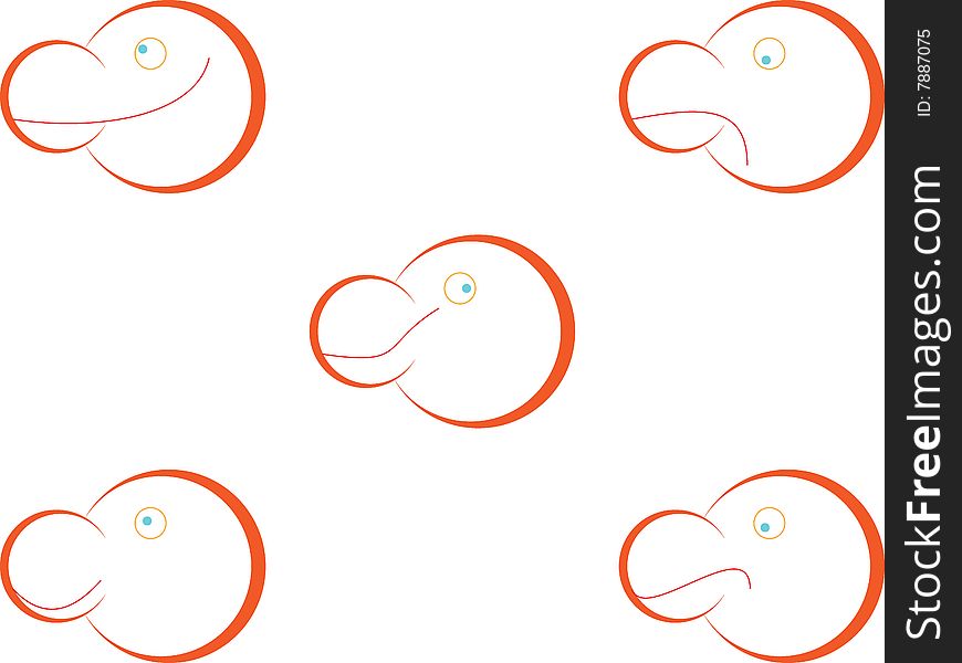 Faces, five positions of a strange face. Eps8, vector, easy resizing or change colors.