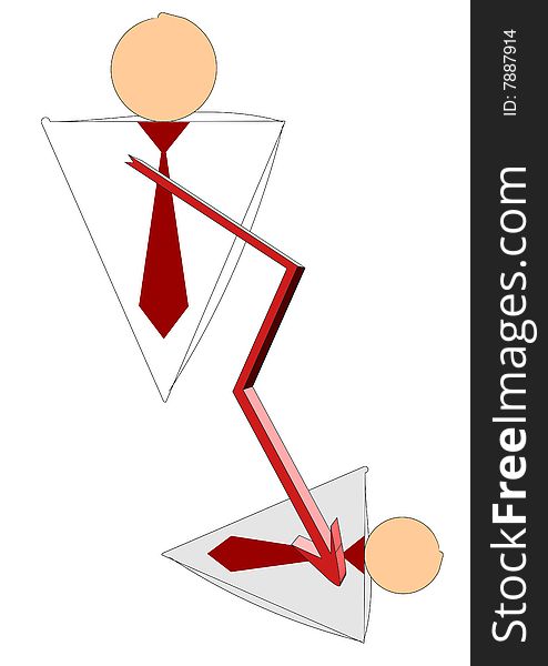 A defeat in the competitors competition. Discharge, anger of chief. Cartoon illustration. A defeat in the competitors competition. Discharge, anger of chief. Cartoon illustration.