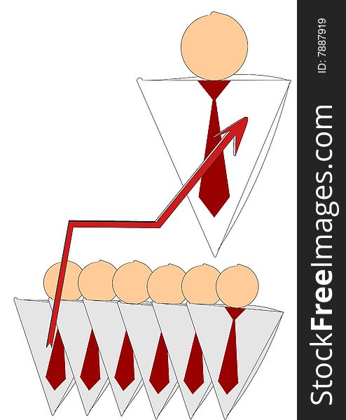 Business team and leader. Success. Cartoon illustration. Business team and leader. Success. Cartoon illustration.