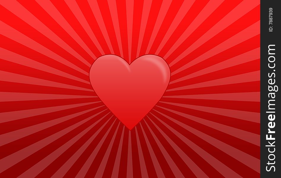 The image with red heart like a valentine's card