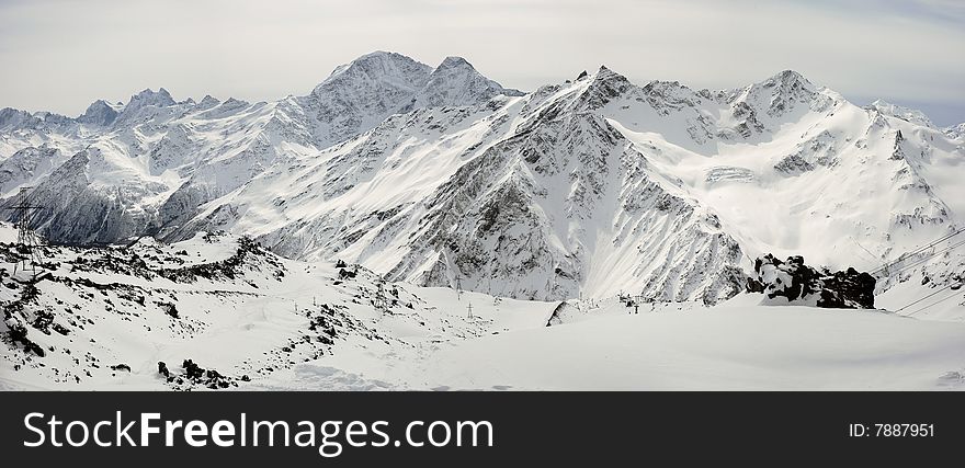 Main Caucasus ridge at winter. Main Caucasus ridge at winter