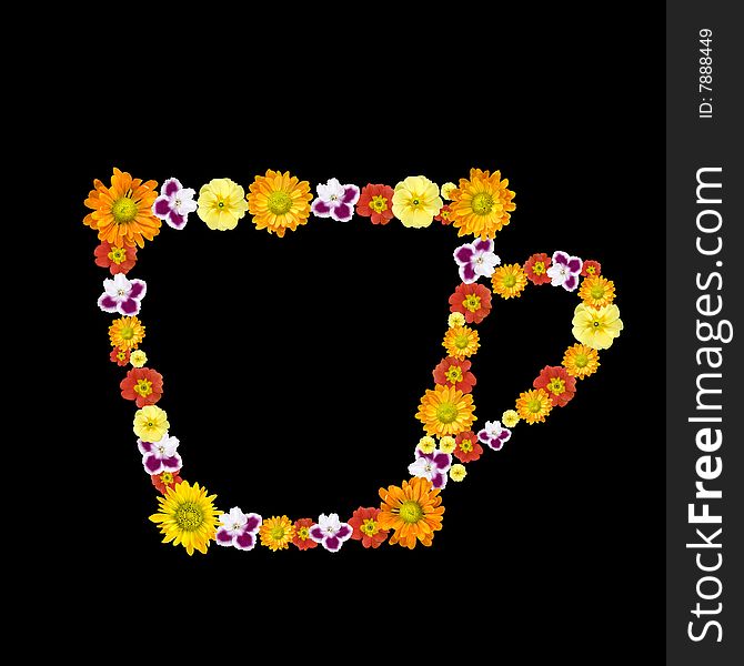 Decorative Cup Symbol From Color Flowers