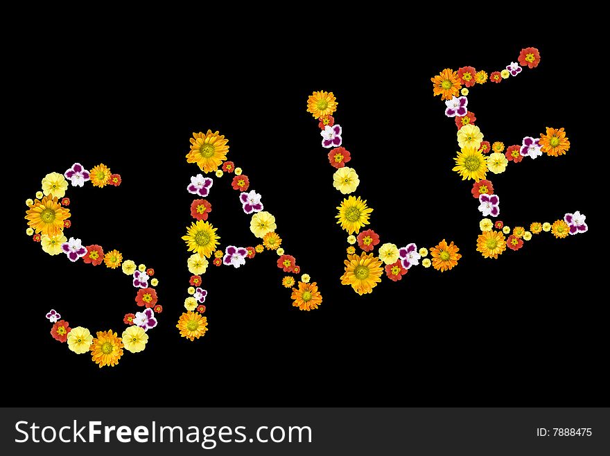 Decorative letters from color flowers for your design isolated on black. Decorative letters from color flowers for your design isolated on black