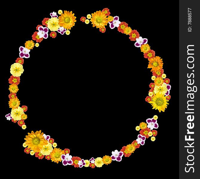 Decorative environment and recycling symbol from color flowers. Decorative environment and recycling symbol from color flowers