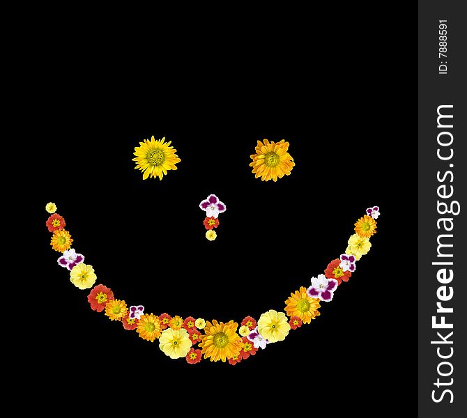 Decorative smile symbol from color flowers. Decorative smile symbol from color flowers