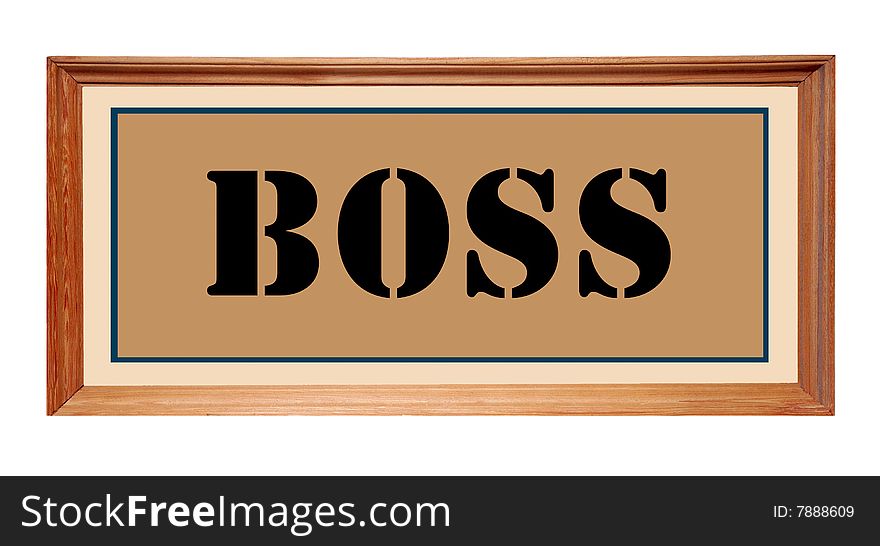 Wooden frame with text isolated over white background