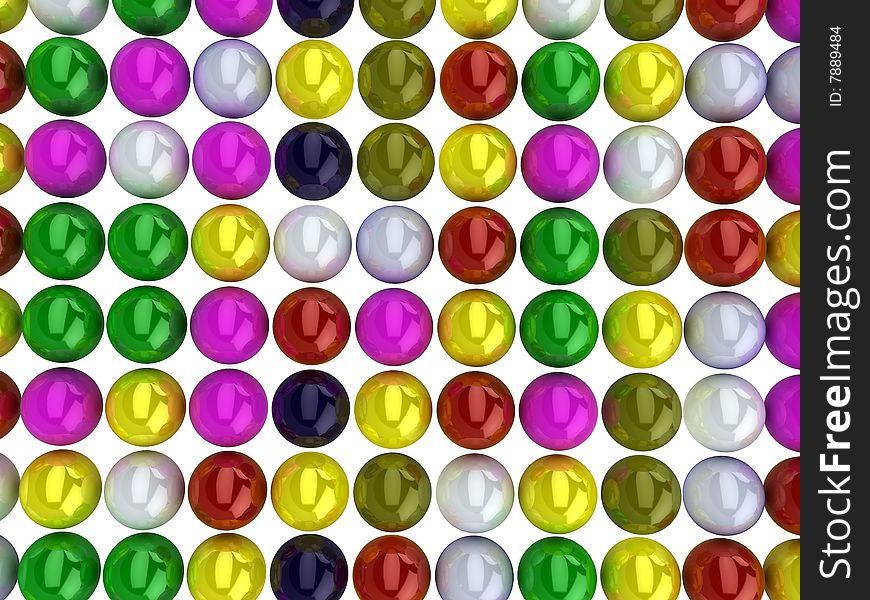 Many colour shiny balls. 3d render view. Many colour shiny balls. 3d render view.