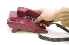 Male Hand Pick Up The Telephone On White Backgroun Stock Photos Male Hand Pick Up The Telephone On White Backgroun Stock Photos