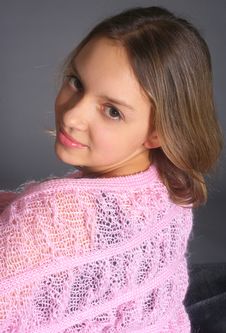Portrait Of Teenage Girl With Pink Shawl Stock Image Portrait Of Teenage Girl With Pink Shawl Stock Image