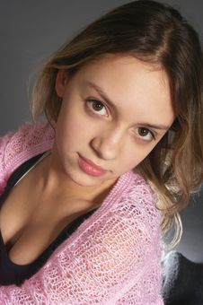 Portrait Of Teenage Girl With Pink Shawl Stock Images Portrait Of Teenage Girl With Pink Shawl Stock Images