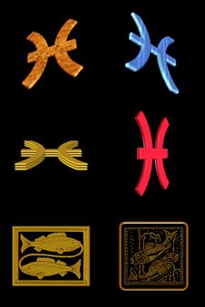 Pisces Icon Set Stock Images