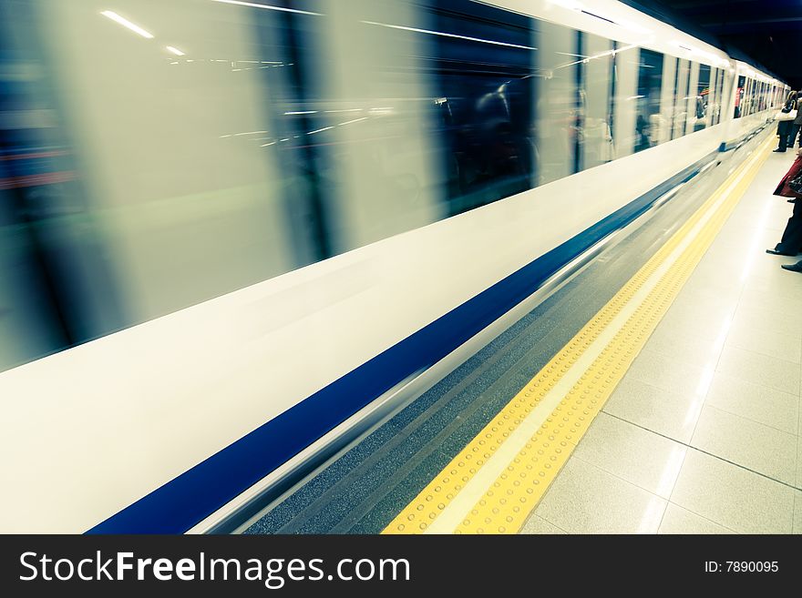 Subway station with people waiting. Subway station with people waiting